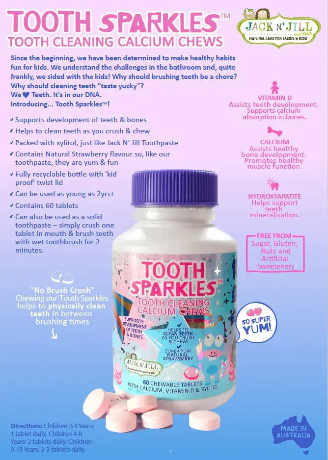 Jack N' Jill Tooth Sparkles 60 pack - Tooth Cleaning chews
