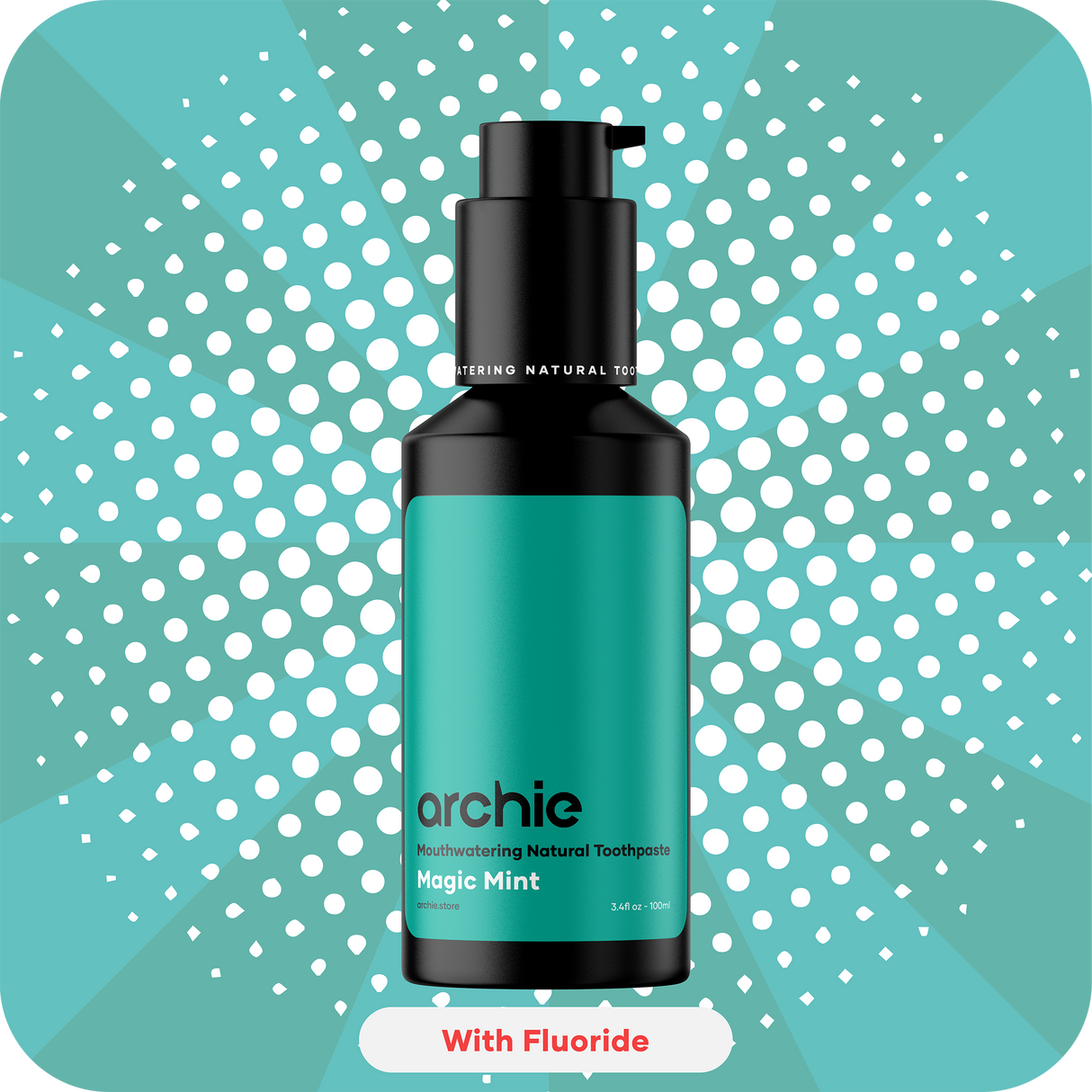 Archie Natural Toothpaste with Fluoride - Magic Mint bottle