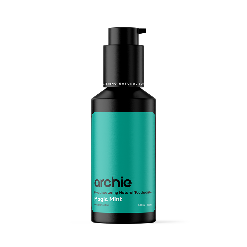 Archie Natural Toothpaste with Fluoride - Magic Mint, pump bottle