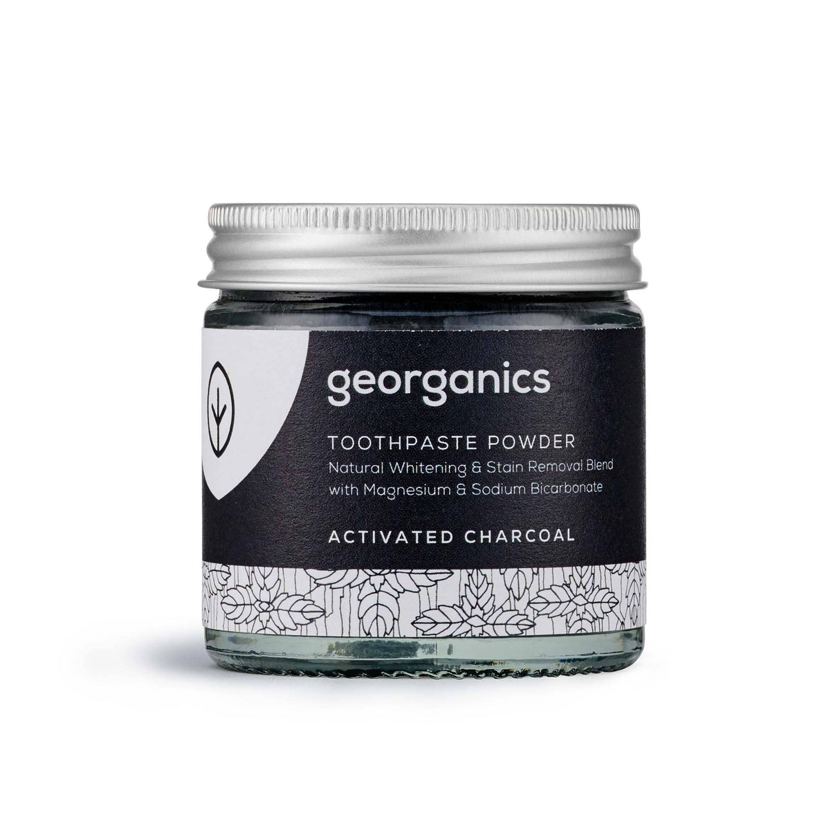 Georganics Natural Organic Toothpaste Powder - Activated Charcoal, eco friendly jar