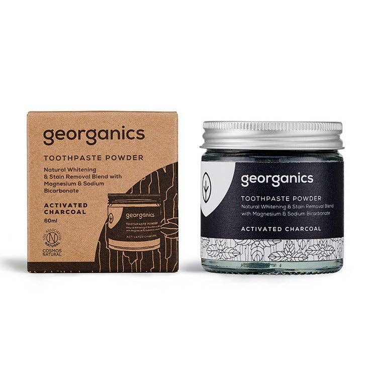 Georganics Natural Organic Toothpaste Powder - Activated Charcoal, eco friendly packaging