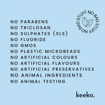 Graphic showing benefits of Keeko brand products