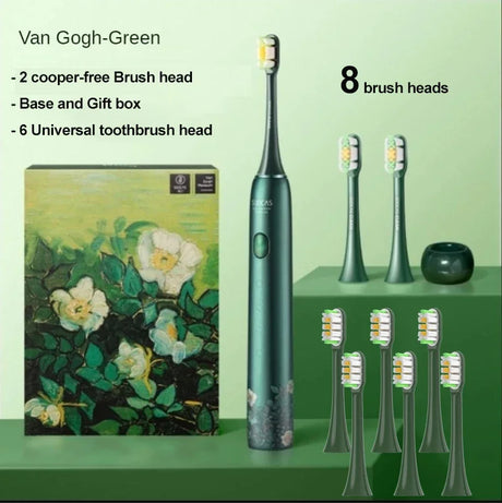 SOOCAS X3U Electric Toothbrush Van Gogh Green Package with 8 Brush Heads