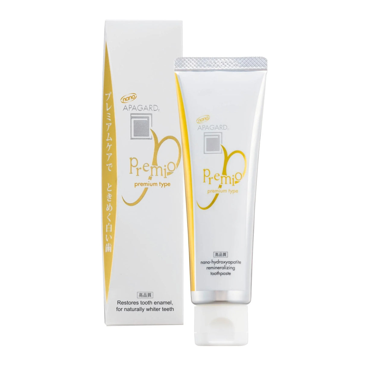 Apagard Premium Type toothpaste tube and packaging on a white background