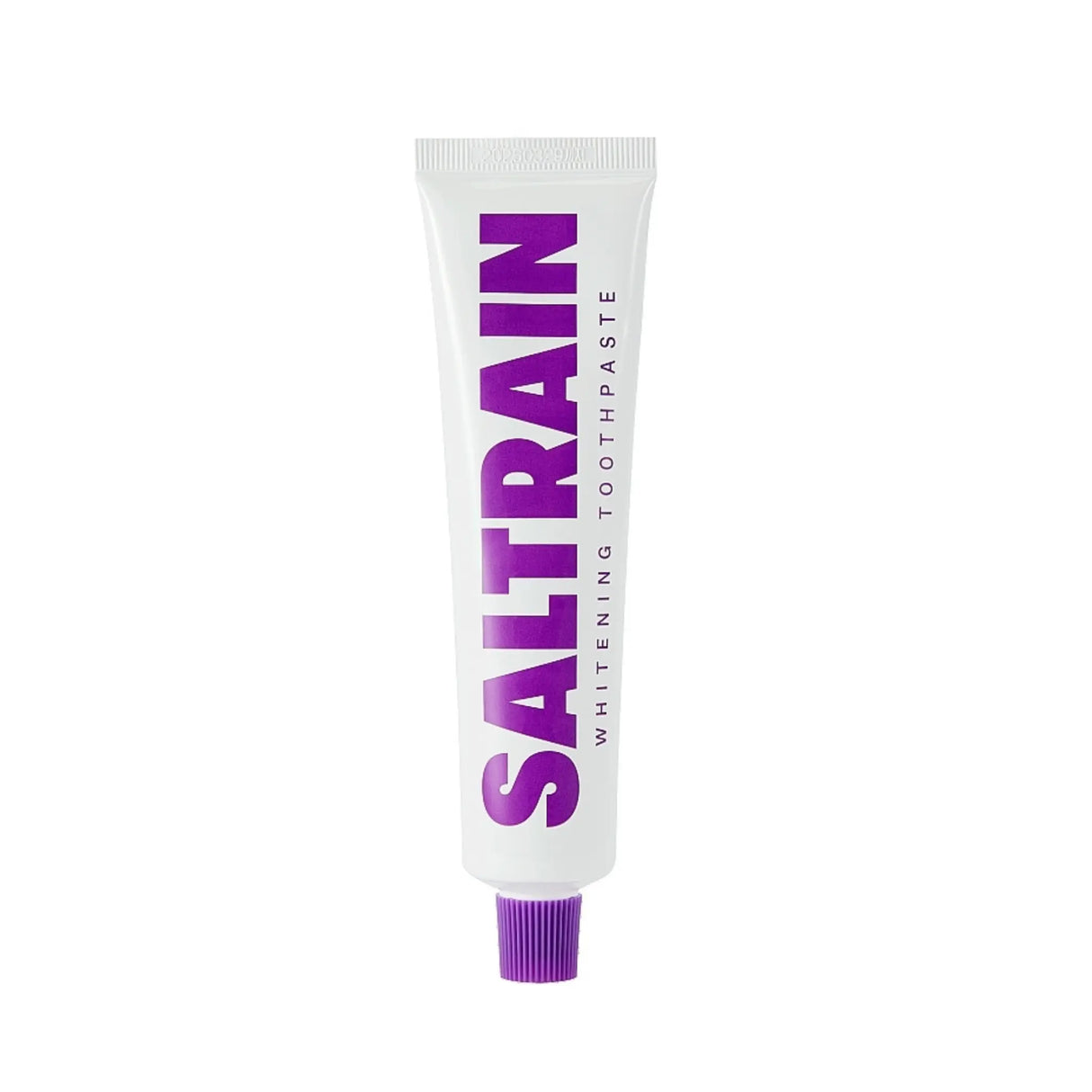 Saltrain whitening toothpaste tube on a white background