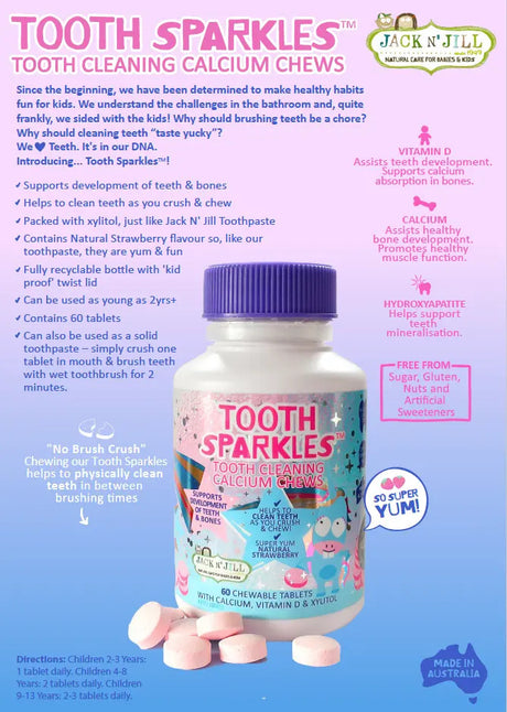 Jack N' Jill Tooth Sparkles 60 pack - Tooth Cleaning chews