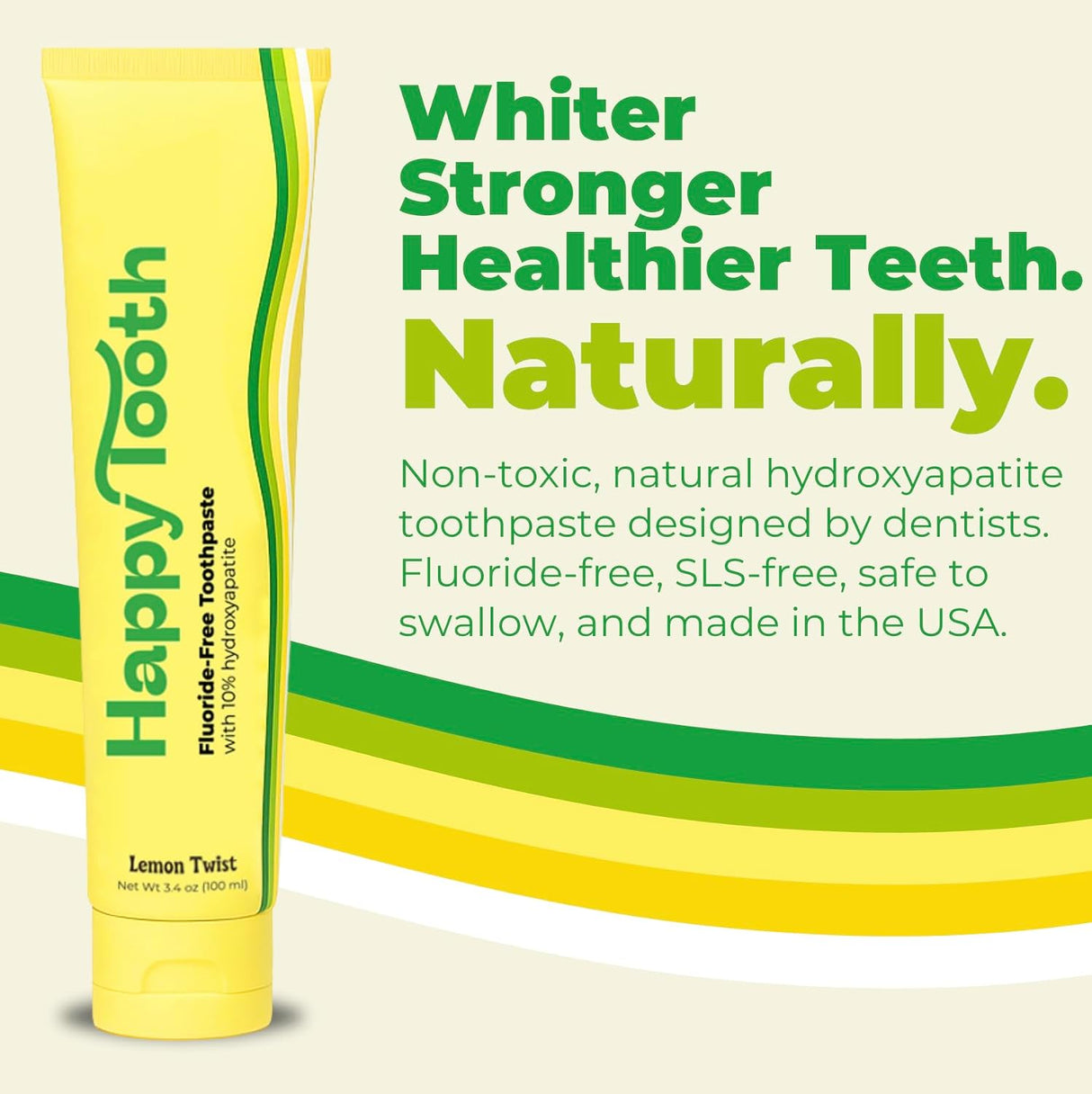 Happy Tooth Natural Hydroxyapatite Toothpaste - Lemon Twist - 100ml