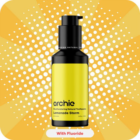 Archie Natural Toothpaste with Fluoride  Lemonade Storm flavour, front side. 