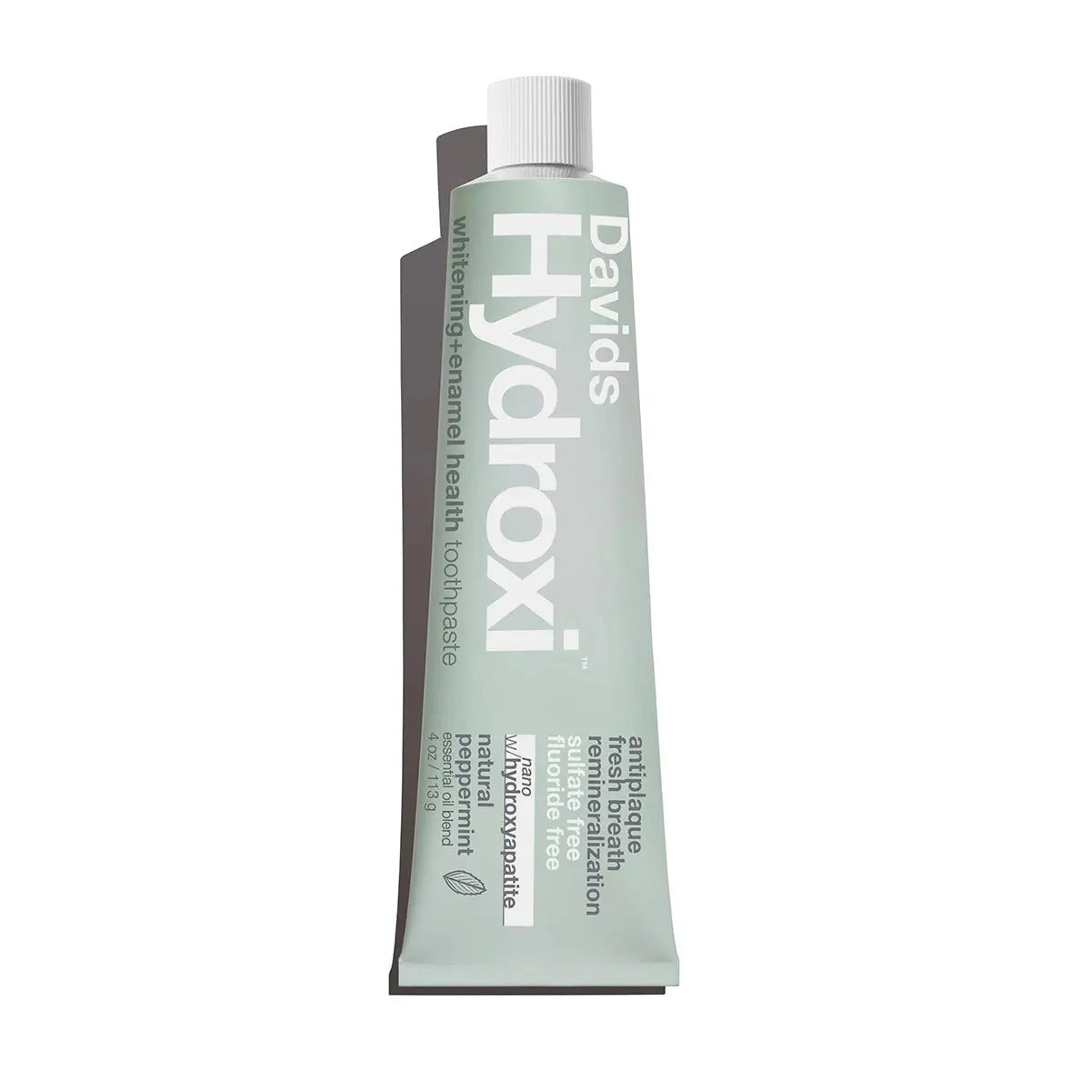 Tube of David's Hydroxi toothpaste on a white background