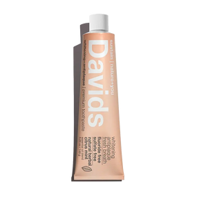 Davids natural citrus mint toothpaste tube on a white background