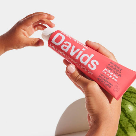 Davids Kids + Adults Natural Premium Toothpaste - Strawberry Watermelon tube packaging