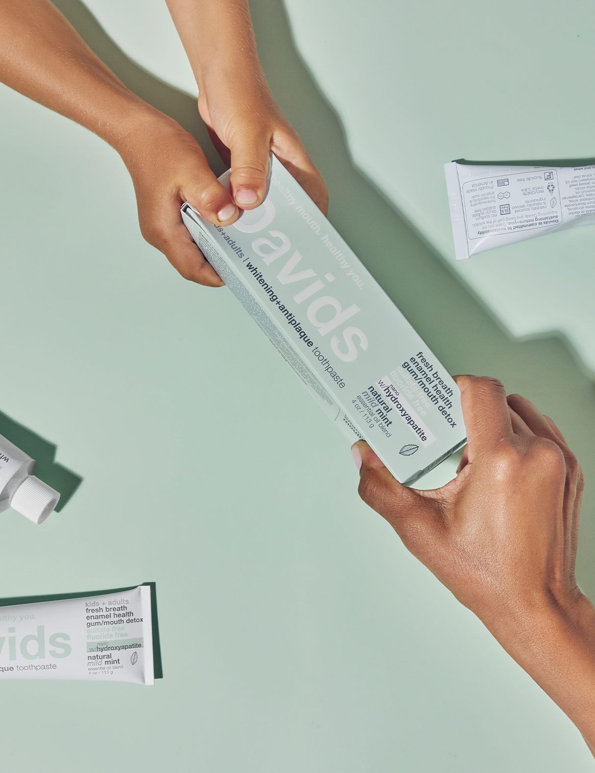 Davids Natural Toothpaste with nano hydroxyapatite - mild mint box
