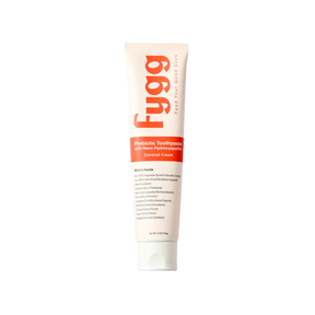 Fygg coconut cream probiotic toothpaste tube on a white background