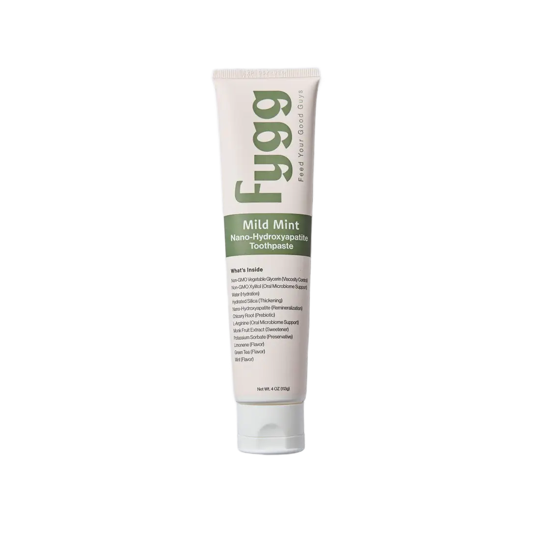 Fygo Mild Mint toothpaste tube on a white background