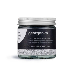 Georganics Natural Organic Toothpaste Powder - Activated Charcoal, eco friendly jar