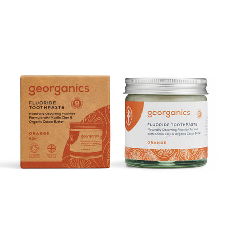 Georganics Natural and Organic Fluoride Toothpaste - Orange, packaging