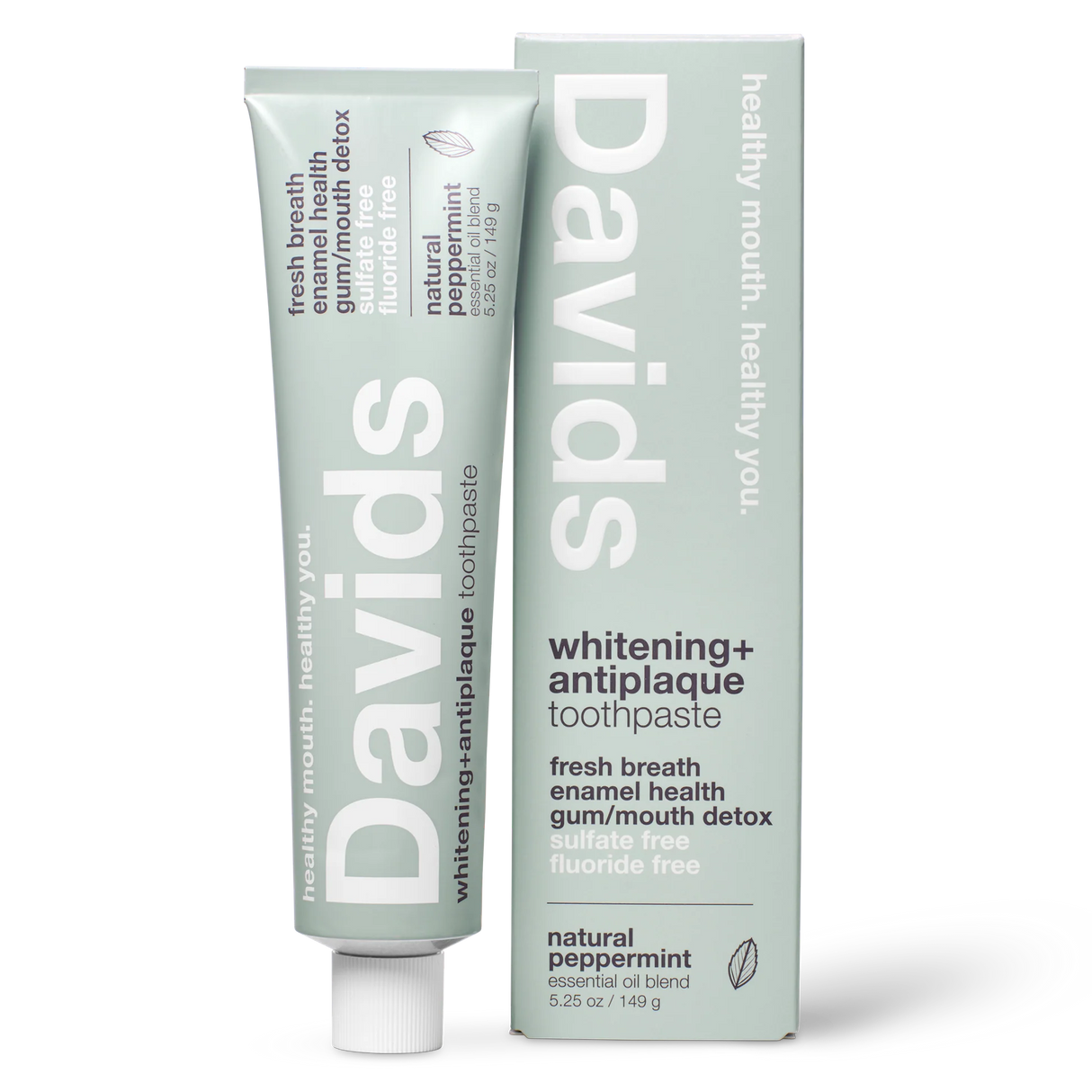 Davids Premium Peppermint Toothpaste – Natural Whitening & Antiplaque 149g