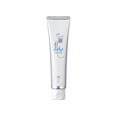 Tube of APAGARD m-plus toothpaste  on a white background