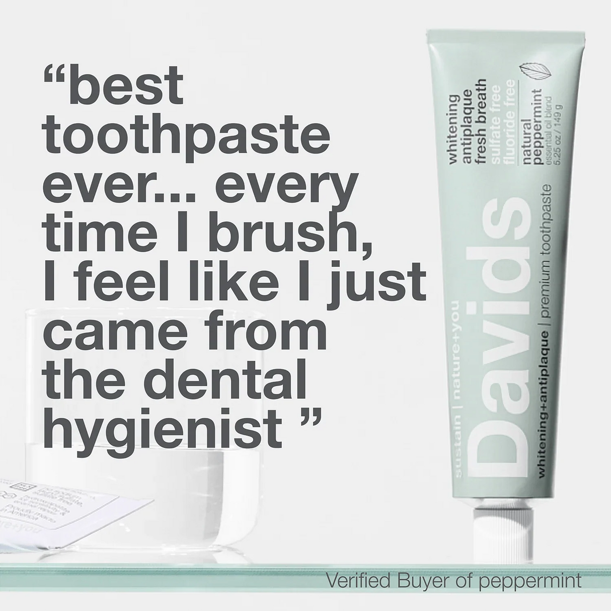 Davids Premium Peppermint Toothpaste – Natural Whitening & Antiplaque 149g