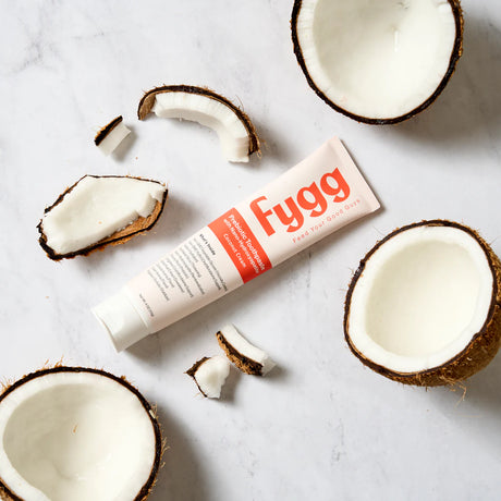 Fygg tube with coconuts on a light background