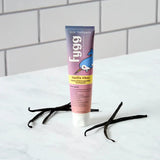 Fygg kids toothpaste tube with vanilla beans on a white surface