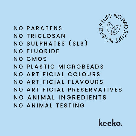 Image summarising natural features of Keeko Dream Clean toothpaste